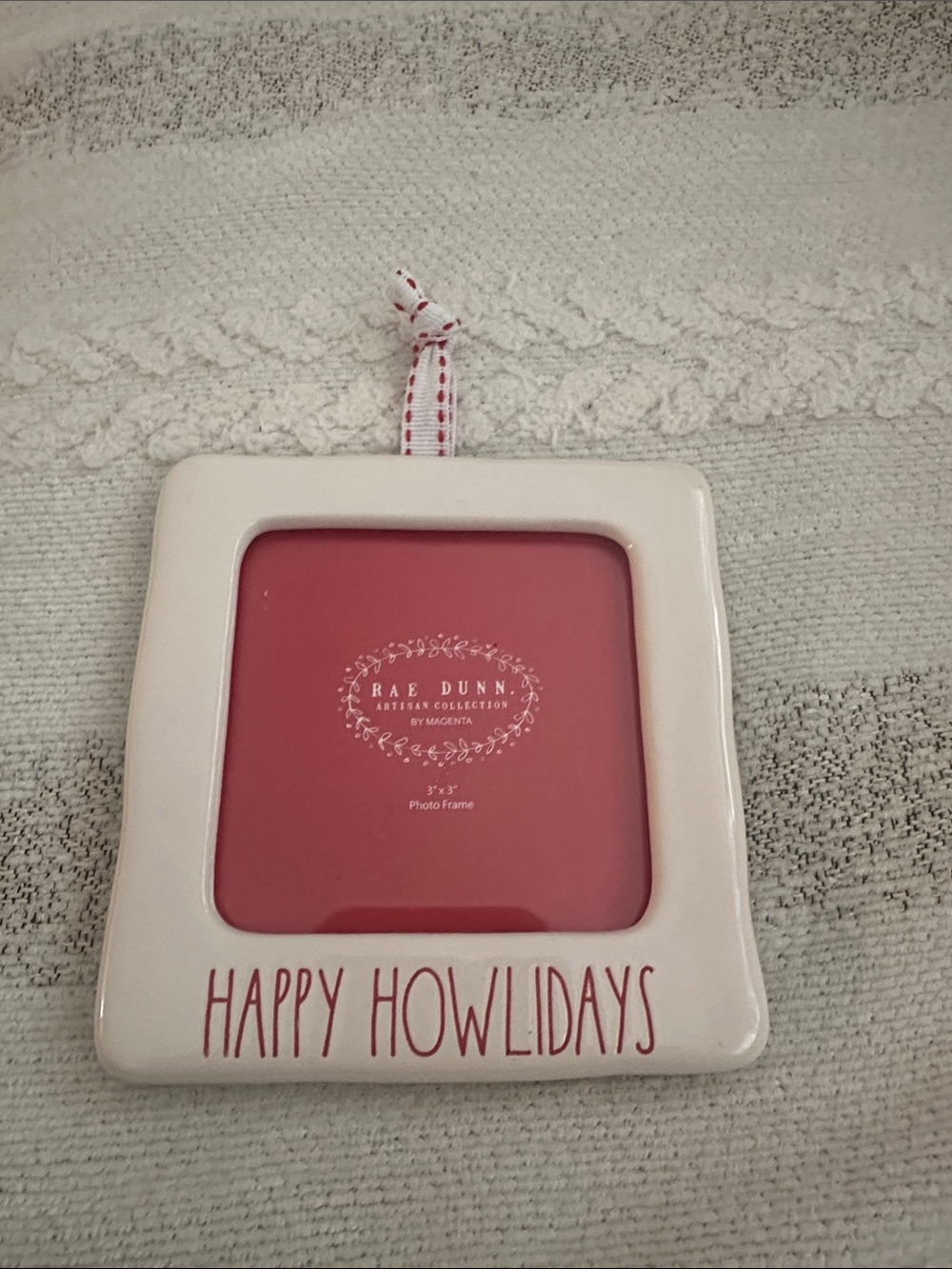 Rae Dunn White Ceramic Hanging Frame with Red Interior